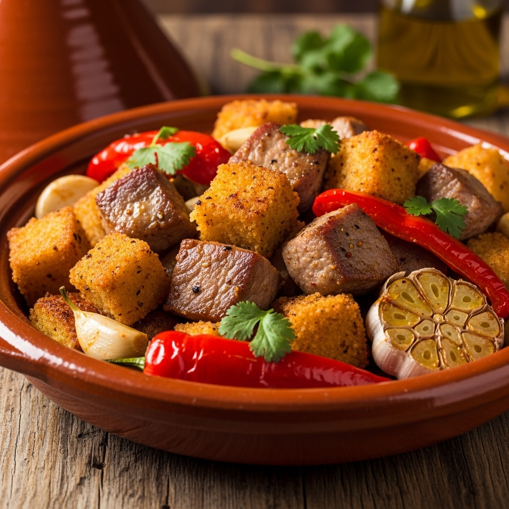 Migas de Pão com Carne de Porco do Alentejo