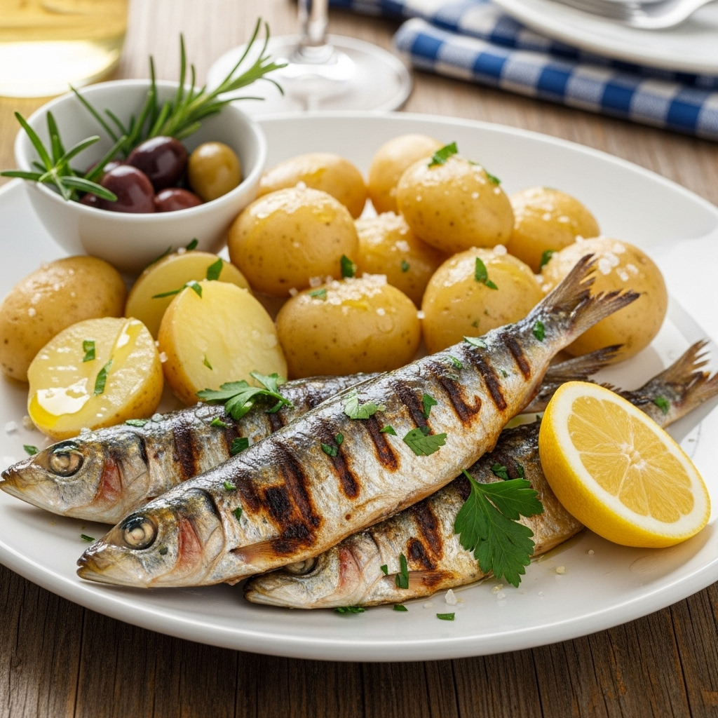 Sardinhas Assadas com Batata Cozida