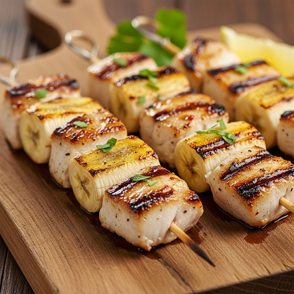 Espetada de Peixe-Espada Preto com Banana